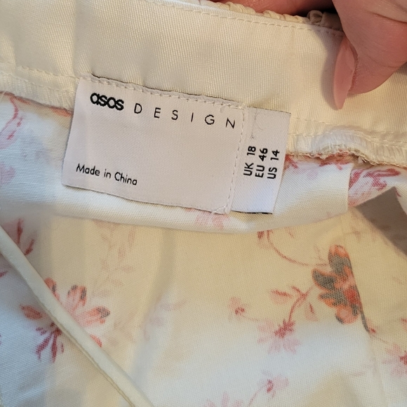 Asos Twill Corset Mini Dress With Lace Up & Pleated Skirt Floral Pink White 14 - Picture 3 of 16